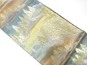 アンティーク　遠山に樹木模様織り出し袋帯(着用可)